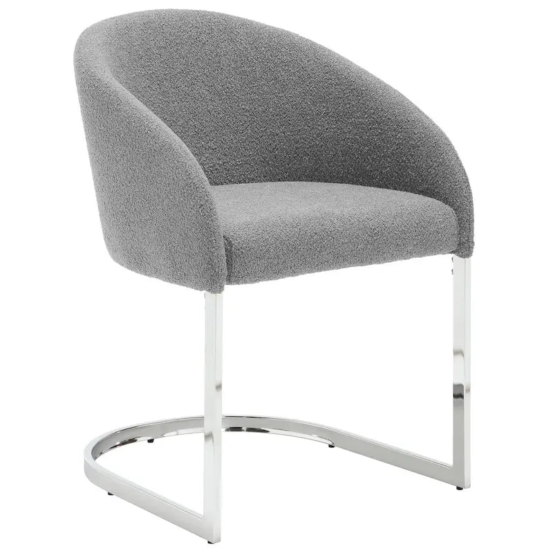 Modern Fabric Upholstered Dining Chairs, Boucle Arm Side Chair - 30 H x 22.2 W x 21.7 D