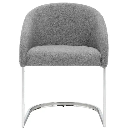 Modern Fabric Upholstered Dining Chairs, Boucle Arm Side Chair - 30 H x 22.2 W x 21.7 D