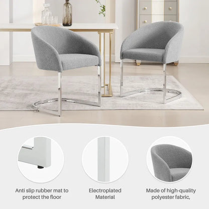 Modern Fabric Upholstered Dining Chairs, Boucle Arm Side Chair - 30 H x 22.2 W x 21.7 D