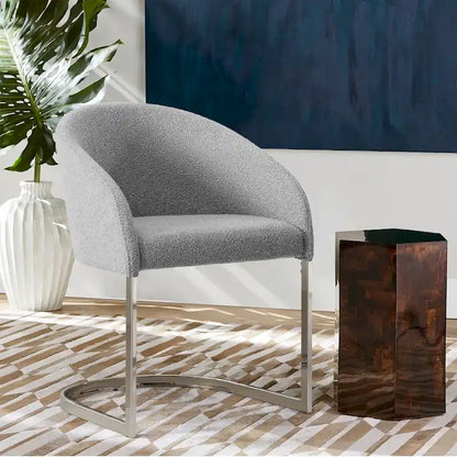 Modern Fabric Upholstered Dining Chairs, Boucle Arm Side Chair - 30 H x 22.2 W x 21.7 D