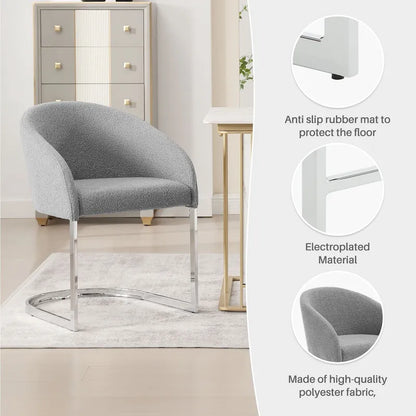 Modern Fabric Upholstered Dining Chairs, Boucle Arm Side Chair - 30 H x 22.2 W x 21.7 D