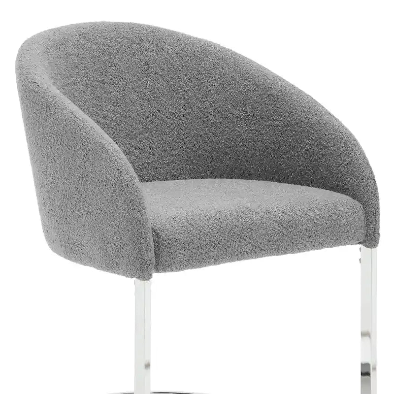 Modern Fabric Upholstered Dining Chairs, Boucle Arm Side Chair - 30 H x 22.2 W x 21.7 D