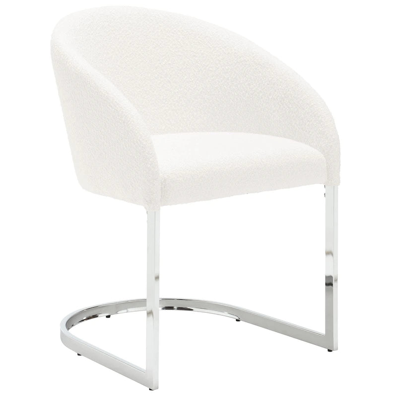 Modern Fabric Upholstered Dining Chairs, Boucle Arm Side Chair - 30 H x 22.2 W x 21.7 D