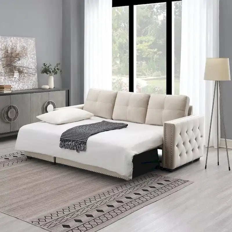 Modern Reversible L-shaped Sleeper Sectional Sofa Bed with Storage Chaise