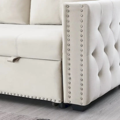 Modern Reversible L-shaped Sleeper Sectional Sofa Bed with Storage Chaise