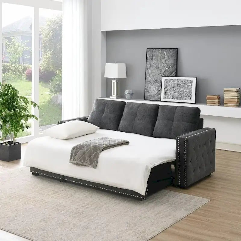 Modern Reversible L-shaped Sleeper Sectional Sofa Bed with Storage Chaise