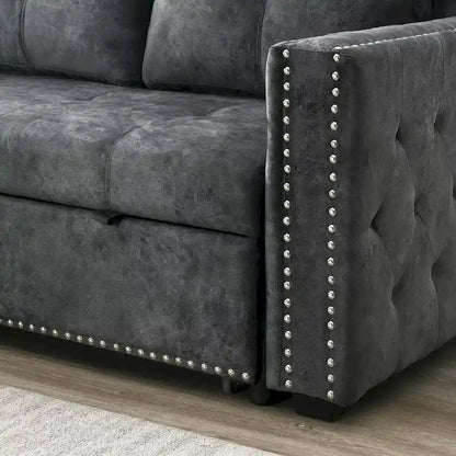 Modern Reversible L-shaped Sleeper Sectional Sofa Bed with Storage Chaise