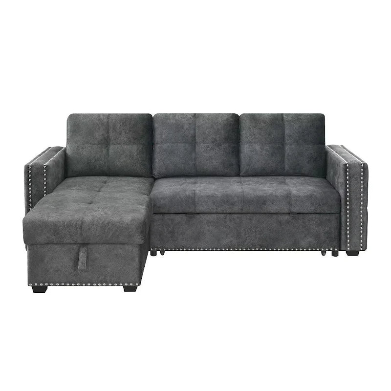 Modern Reversible L-shaped Sleeper Sectional Sofa Bed with Storage Chaise
