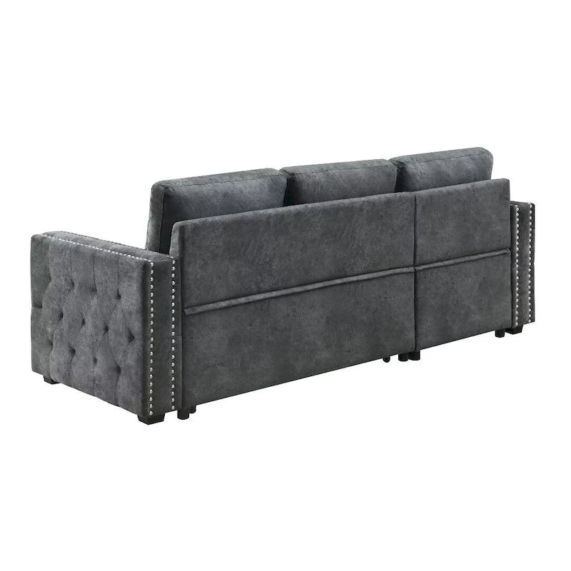 Modern Reversible L-shaped Sleeper Sectional Sofa Bed with Storage Chaise