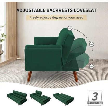 75.39 INCH Futon Sofa Bed, Convertible Folding Futon Couch Recliner Lounge For Living Room With 2 Pillow/Armrest