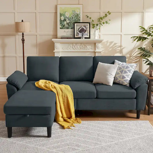 Jarenie 79.72 L Shaped Sofa with Storage Ottoman for Living Room