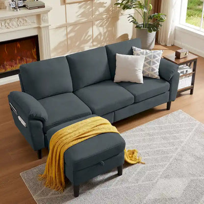 Jarenie 79.72 L Shaped Sofa with Storage Ottoman for Living Room