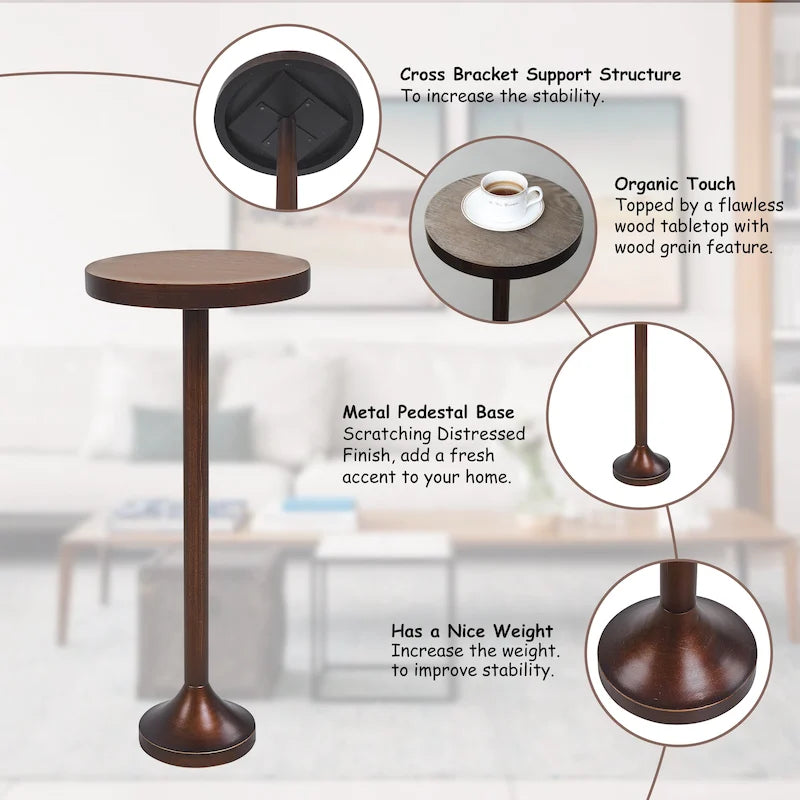 COZAYH Pedestal Small Drinking Table, Contemporary Side Table