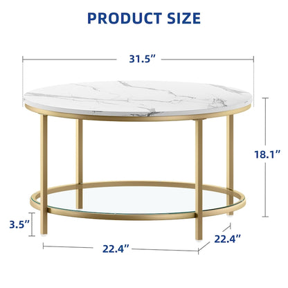 Moasis Industrial 2-Tier Round Coffee Table with Shelf