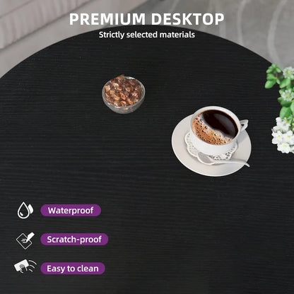 Moasis Industrial 2-Tier Round Coffee Table with Shelf