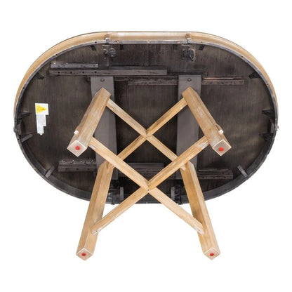 Farmhouse Round Extendable Dining Table with 16 Leaf Wood