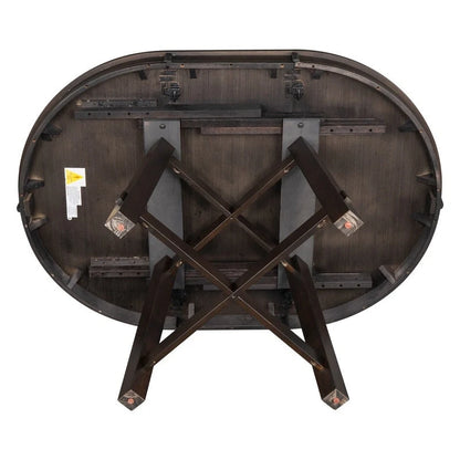 Farmhouse Round Extendable Dining Table with 16 Leaf Wood