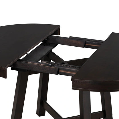 Farmhouse Round Extendable Dining Table with 16 Leaf Wood