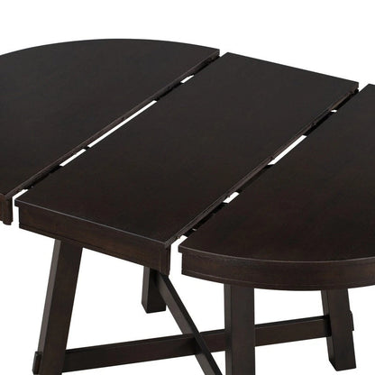 Farmhouse Round Extendable Dining Table with 16 Leaf Wood