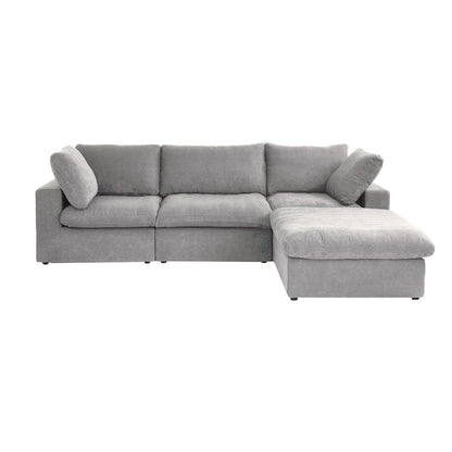 L-shape Linen Sectional Sofa Upholstered Sofa Multiple Cushions Couch with Storage Ottoman