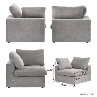L-shape Linen Sectional Sofa Upholstered Sofa Multiple Cushions Couch with Storage Ottoman