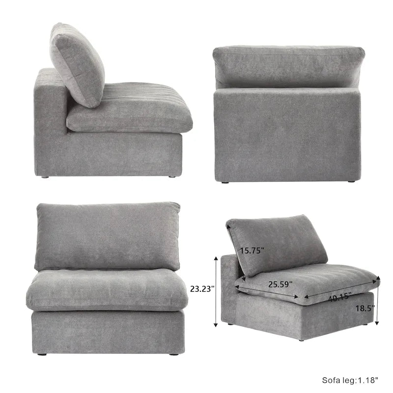 L-shape Linen Sectional Sofa Upholstered Sofa Multiple Cushions Couch with Storage Ottoman