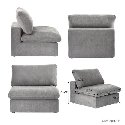 L-shape Linen Sectional Sofa Upholstered Sofa Multiple Cushions Couch with Storage Ottoman