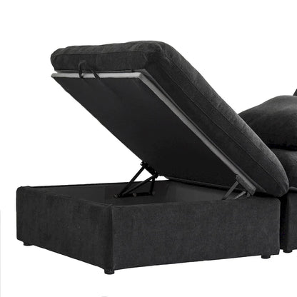 L-shape Linen Sectional Sofa Upholstered Sofa Multiple Cushions Couch with Storage Ottoman