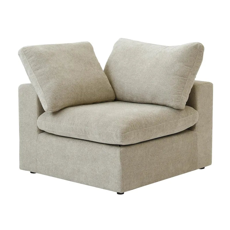 L-shape Linen Sectional Sofa Upholstered Sofa Multiple Cushions Couch with Storage Ottoman