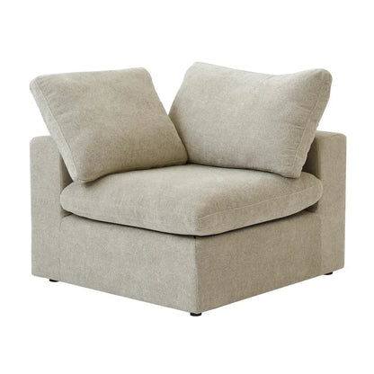 L-shape Linen Sectional Sofa Upholstered Sofa Multiple Cushions Couch with Storage Ottoman