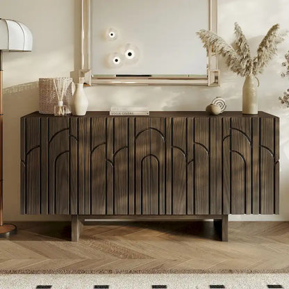 Clihome Modern Wood Storage Buffet Sideboard with 4 Doors