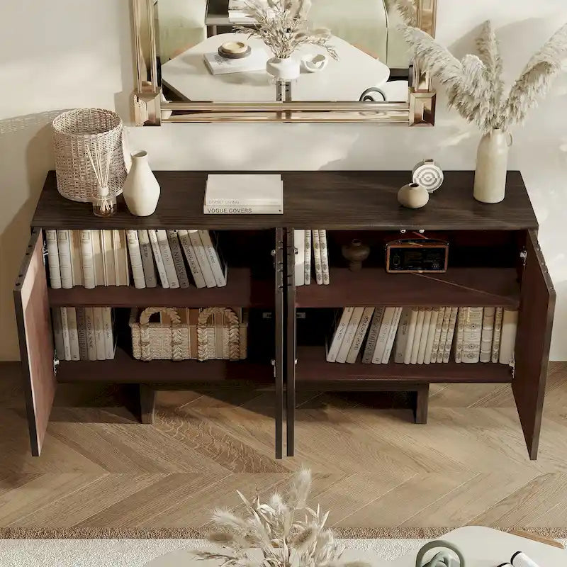 Clihome Modern Wood Storage Buffet Sideboard with 4 Doors