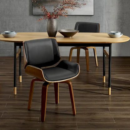 Art Leon Mid-century Faux Leather Swivel Bentwood Dining Chair