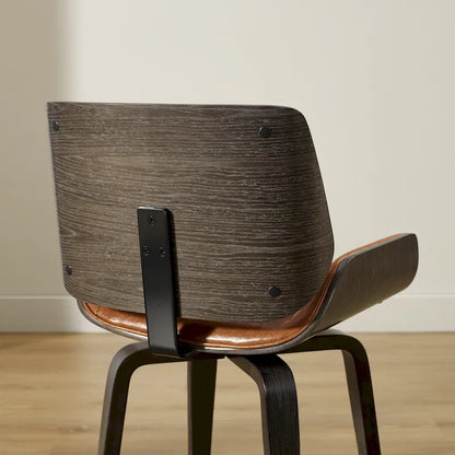 Art Leon Mid-century Faux Leather Swivel Bentwood Dining Chair