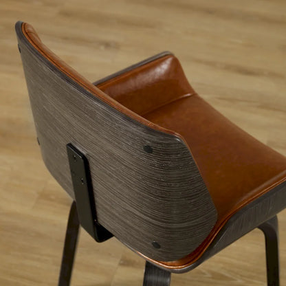 Art Leon Mid-century Faux Leather Swivel Bentwood Dining Chair
