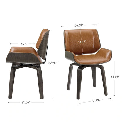Art Leon Mid-century Faux Leather Swivel Bentwood Dining Chair