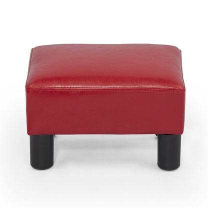 Adeco Small Rectangular Ottoman Modern PU Leather Footrest Stool Chair