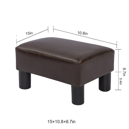 Adeco Small Rectangular Ottoman Modern PU Leather Footrest Stool Chair