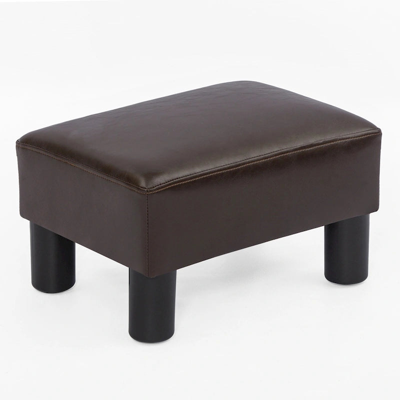 Adeco Small Rectangular Ottoman Modern PU Leather Footrest Stool Chair
