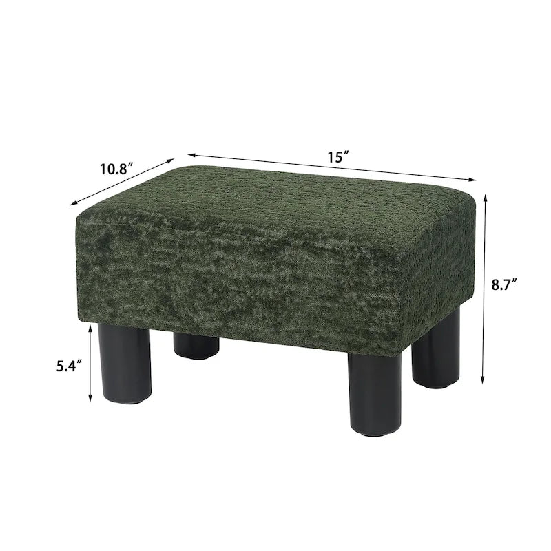 Adeco Small Rectangular Ottoman Modern PU Leather Footrest Stool Chair