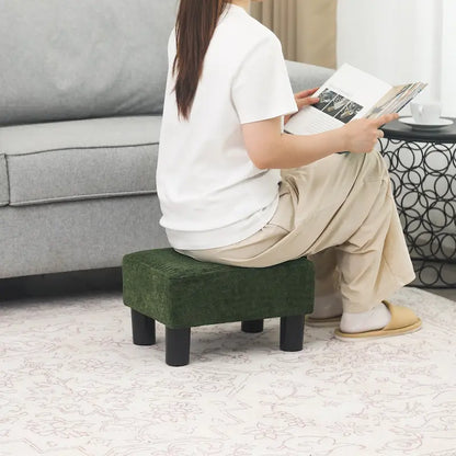 Adeco Small Rectangular Ottoman Modern PU Leather Footrest Stool Chair