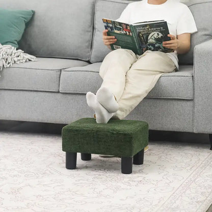 Adeco Small Rectangular Ottoman Modern PU Leather Footrest Stool Chair