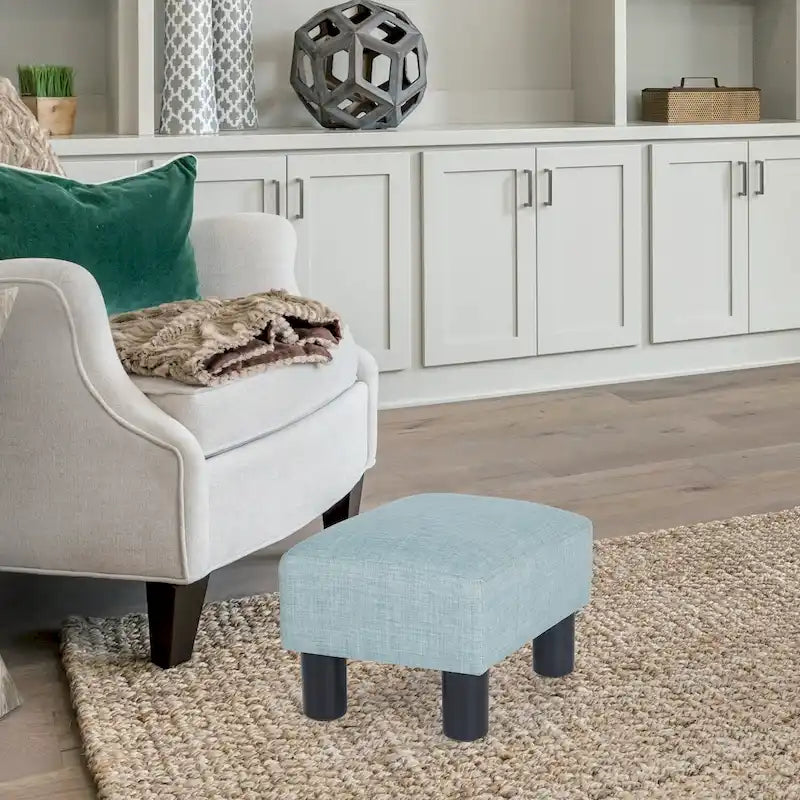 Adeco Small Rectangular Ottoman Modern PU Leather Footrest Stool Chair