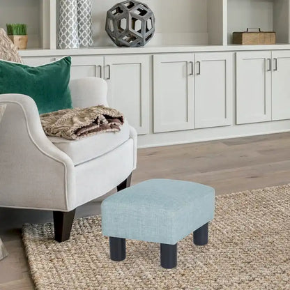 Adeco Small Rectangular Ottoman Modern PU Leather Footrest Stool Chair