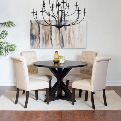 Roundhill Furniture Nylander 5-piece Dining Set, Cross-Buck Dining Table with 4 Stylish Chairs