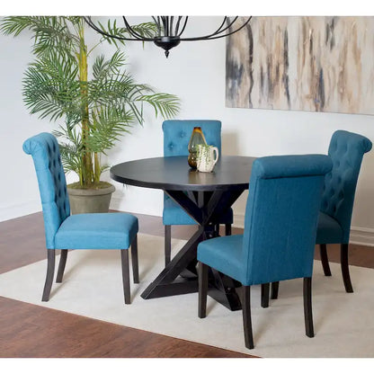 Roundhill Furniture Nylander 5-piece Dining Set, Cross-Buck Dining Table with 4 Stylish Chairs