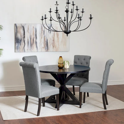 Roundhill Furniture Nylander 5-piece Dining Set, Cross-Buck Dining Table with 4 Stylish Chairs