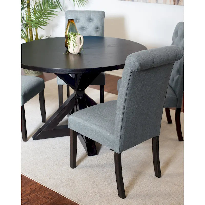 Roundhill Furniture Nylander 5-piece Dining Set, Cross-Buck Dining Table with 4 Stylish Chairs