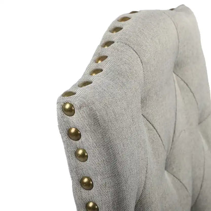 Solid Wood Tufted Dining Chairs, Kitchen Dining Room Chairs with Bronze Nailhead Trim Set of 2