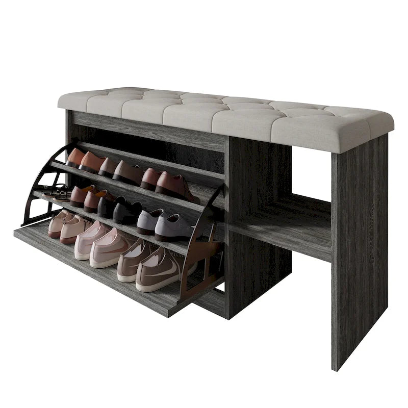 CraftPorch Multifunctional Flip-Drawer Storage Shoes Bench